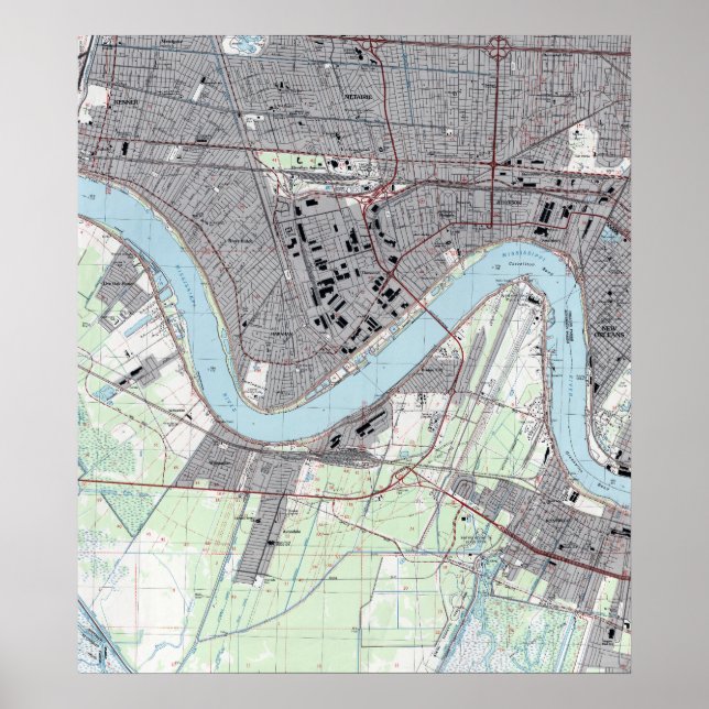 Vintage New Orleans Riverfront Jefferson Parish Poster (Framsidan)