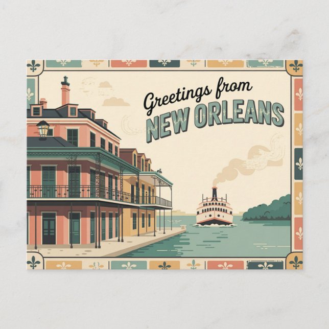 Vintage New Orleans vykort | Hälsning från (Framsida)