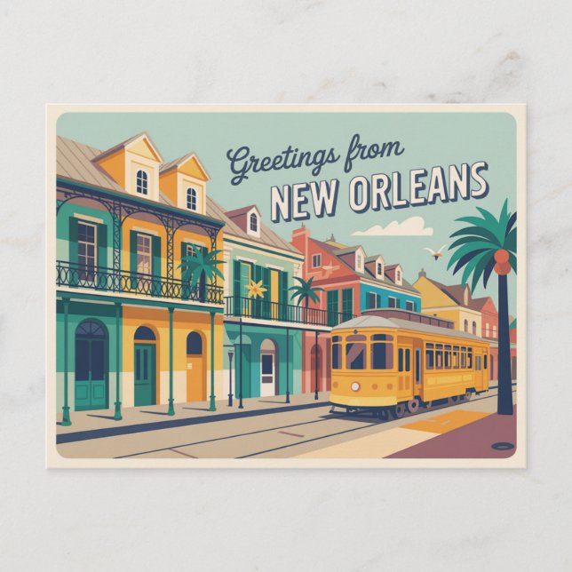 Vintage New Orleans vykort | Hälsning från (Framsida)