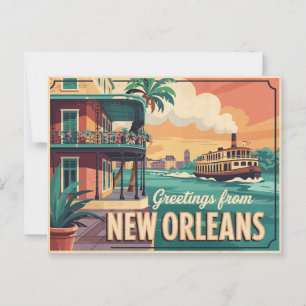 Vintage New Orleans vykort Hälsning från