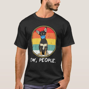 Vintage New People Black Chihuahua Hund Wearing An T Shirt