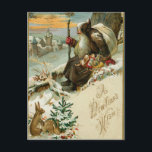 Vintage New Years Santa Helg Vykort<br><div class="desc">Viktorianska julkort kom tillbaka till livet med omsorgsfull restaurering. Vibrant färg och vacker utskrift. Helgdag vykort är ett enkelt sätt att säga God jul! Glöm inte att vi har vykort för dina Säsonhälsningar. Här är en söt idé: Användan här som Spara datumvykort för ett vinterbröllop!</div>