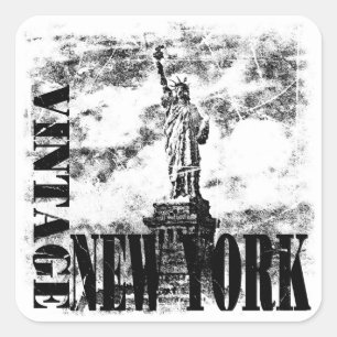 Vintage New York #2 - klistermärkear Fyrkantigt Klistermärke
