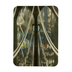 Vintage New York Architecture, Brooklyn Bridge Magnet