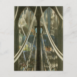 Vintage New York Architecture, Brooklyn Bridge Vykort