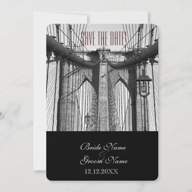 Vintage New York Brooklyn Bridge Spara Datumet (Framsida)