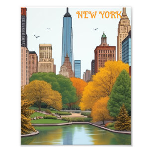 Vintage New York City Central Park resa Fototryck