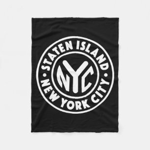 Vintage New York City Circle Staten Island Vit Fleecefilt