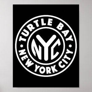 Vintage New York City Circle Turtle Bay Vit Poster