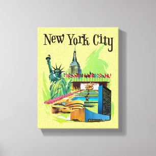 Vintage New York City frihetsgudinnan Travel Art Canvastryck