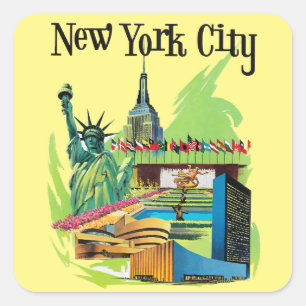 Vintage New York City frihetsgudinnan Travel Art Fyrkantigt Klistermärke