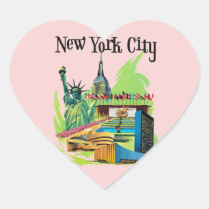 Vintage New York City frihetsgudinnan Travel art Hjärtformat Klistermärke