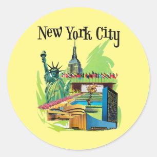 Vintage New York City frihetsgudinnan Travel Art Runt Klistermärke
