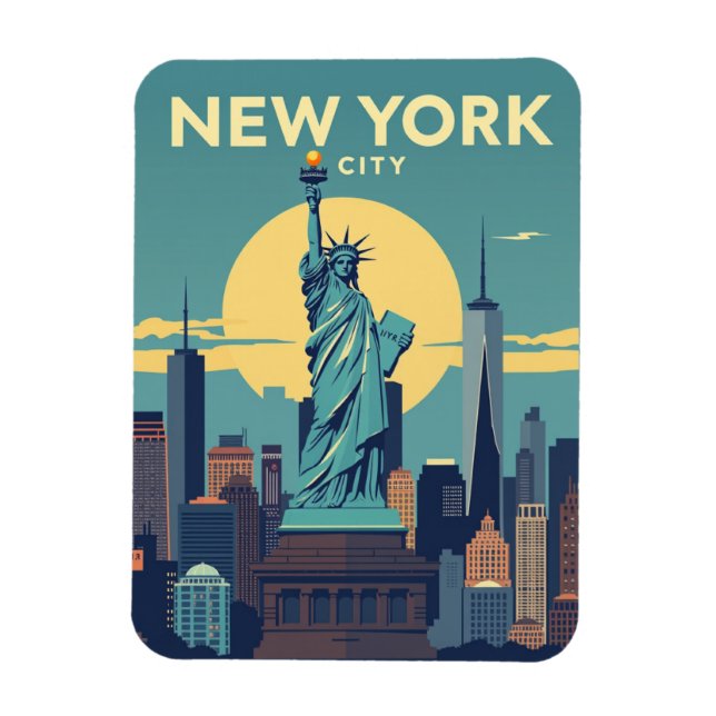 Vintage New York City Frihetsgudinnan Travel Magnet (Vertikal)