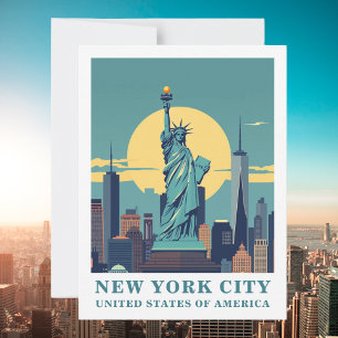 Vintage New York City Frihetsgudinnan Travel Vykort