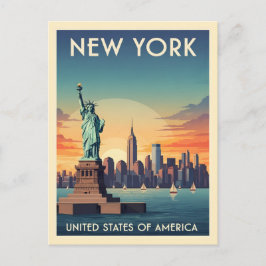Vintage New York city frihetsgudinnan Vykort