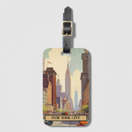 Vintage New York City-gatu-scene med anpassad text Bagagebricka