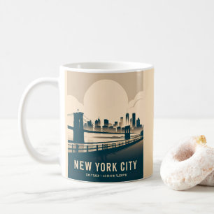 Vintage New York City Manhattan Siluett Minimalist Kaffemugg