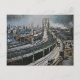 Vintage New York City Painting Brooklyn Bridge Vykort