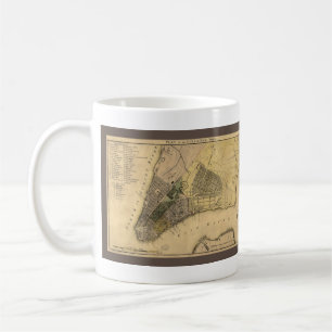Vintage New York City Plan, 1789, återställd Kaffemugg