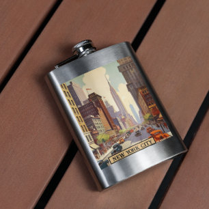 Vintage New York City Resemålning för Resor Affisc Fickplunta