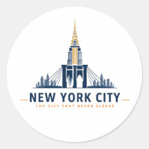 Vintage New York City Siluett Klassisk Rund Kliste