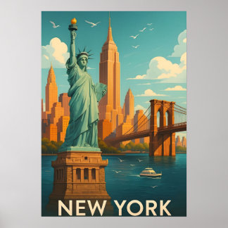 Vintage New York City Siluett Resa Poster
