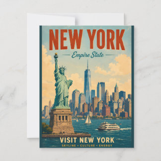 Vintage New York City Siluett Retro Postkort Konst Anteckningskort