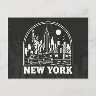 Vintage New York City Siluett | Retro Resa . Helg Vykort