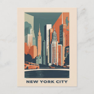 Vintage New York City Siluett Retro Resa Vykort