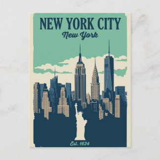 Vintage New York City Siluett Vykort