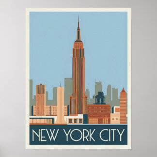 Vintage New York City Skyline - Empire state Bygge Poster