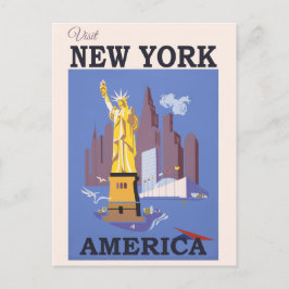 Vintage New York City Skyline Frihetsgudinnan Vykort
