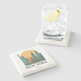 Vintage New York City Stenkoppling | Minimalistisk Stenunderlägg