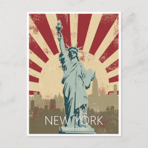 Vintage New York frihetsgudinnan förenade stater Vykort