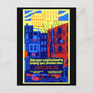 Vintage New York Housing Poster Helg Vykort