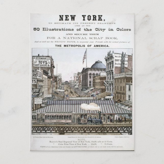 Vintage New York Illustration Vykort (Framsida)