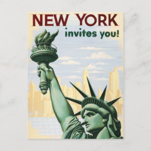 Vintage New York Inbjudan You Travel Annons Vykort