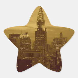 Vintage New York Manhattan Stjärnformat Klistermärke