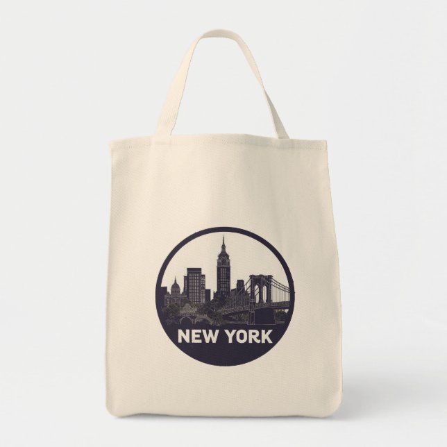 Vintage New York Skyline Tygkasse (Framsidan)