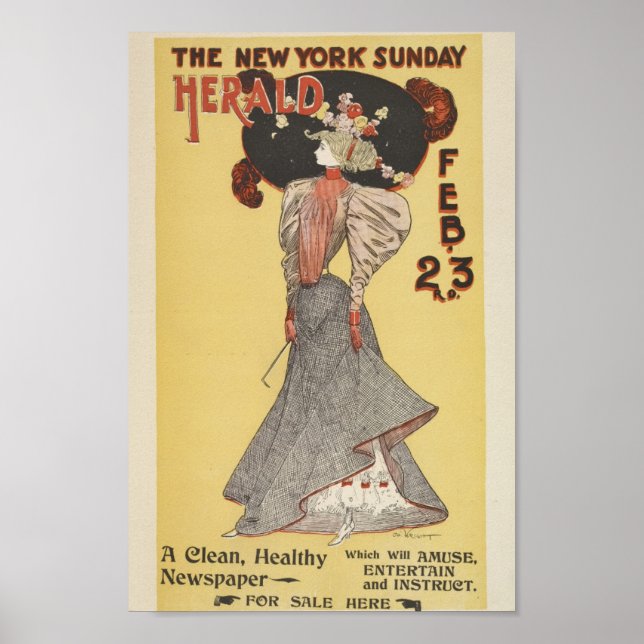 Vintage New York Söndag Herald Cover Poster (Framsidan)