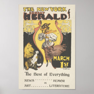 Vintage New York Söndag Herald Cover Poster