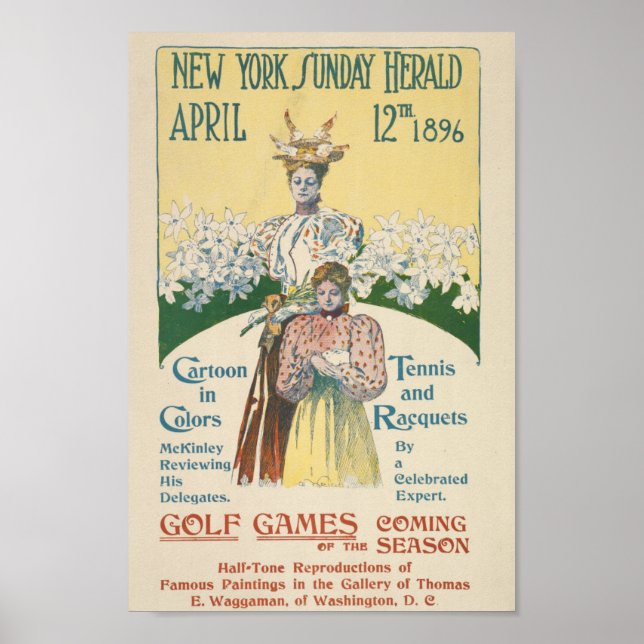 Vintage New York Söndag Herald Cover Poster (Framsidan)