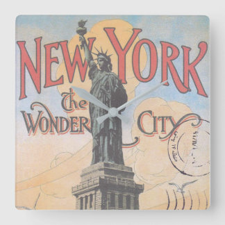 Vintage New York Square Wall Clock Fyrkantig Klocka