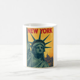 Vintage New York Travel Retro Frihetsgudinnan Kaffemugg
