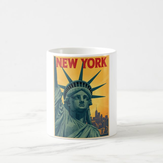 Vintage New York Travel Retro Frihetsgudinnan Kaffemugg (Center)