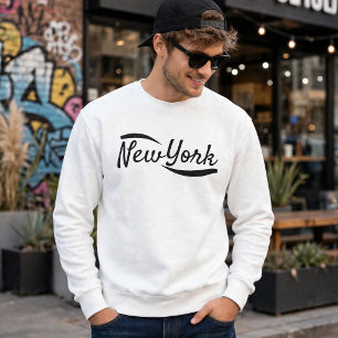 Vintage New York-tröja Retro NYC-skrift Lång Ärmad Tröja