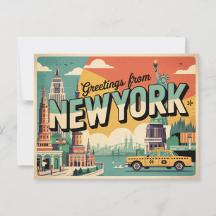 Vintage New York vykort   Hälsningar från