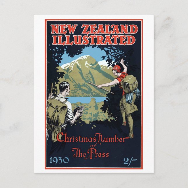 Vintage New Zealand Exploration Travel Vykort (Framsida)