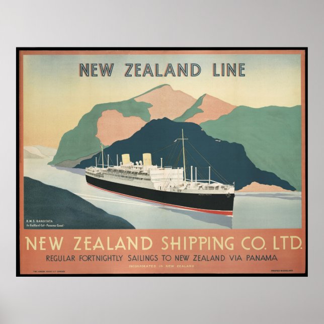 Vintage New Zealand Shipping Poster (Framsidan)